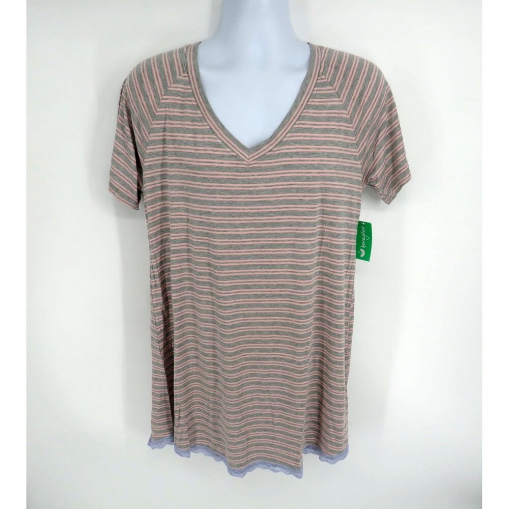 Honeydew Women's Large Striped V-Neck Nightshirt NWT